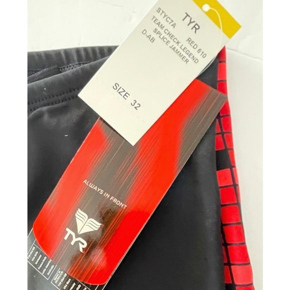 TYR Team Check Legend Splice Jammer Men Swim Black Red - Size 32 - $50 - Picture 4 of 7